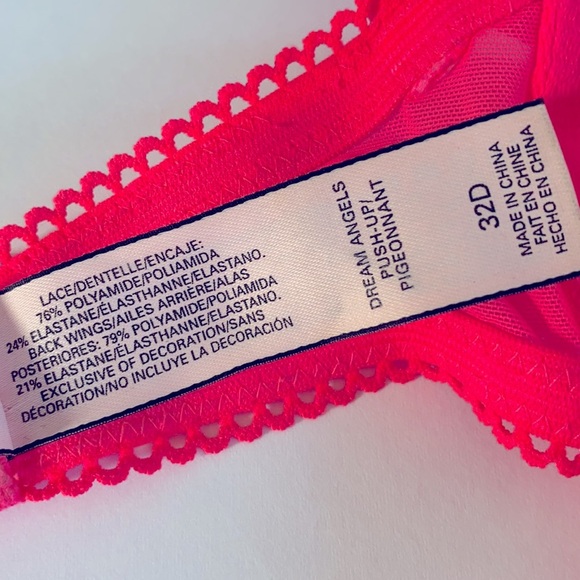 Victoria’s Secret Dream Angels Push up Bra, HOT PINK in color, Size 32D - Picture 10 of 10